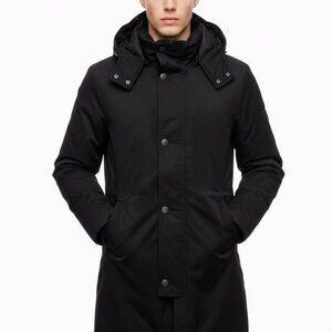 🧥 NEW WITHOUT TAGS - ZARA MEN Black Quilted Hooded Parka Coat | Winter Jacket S